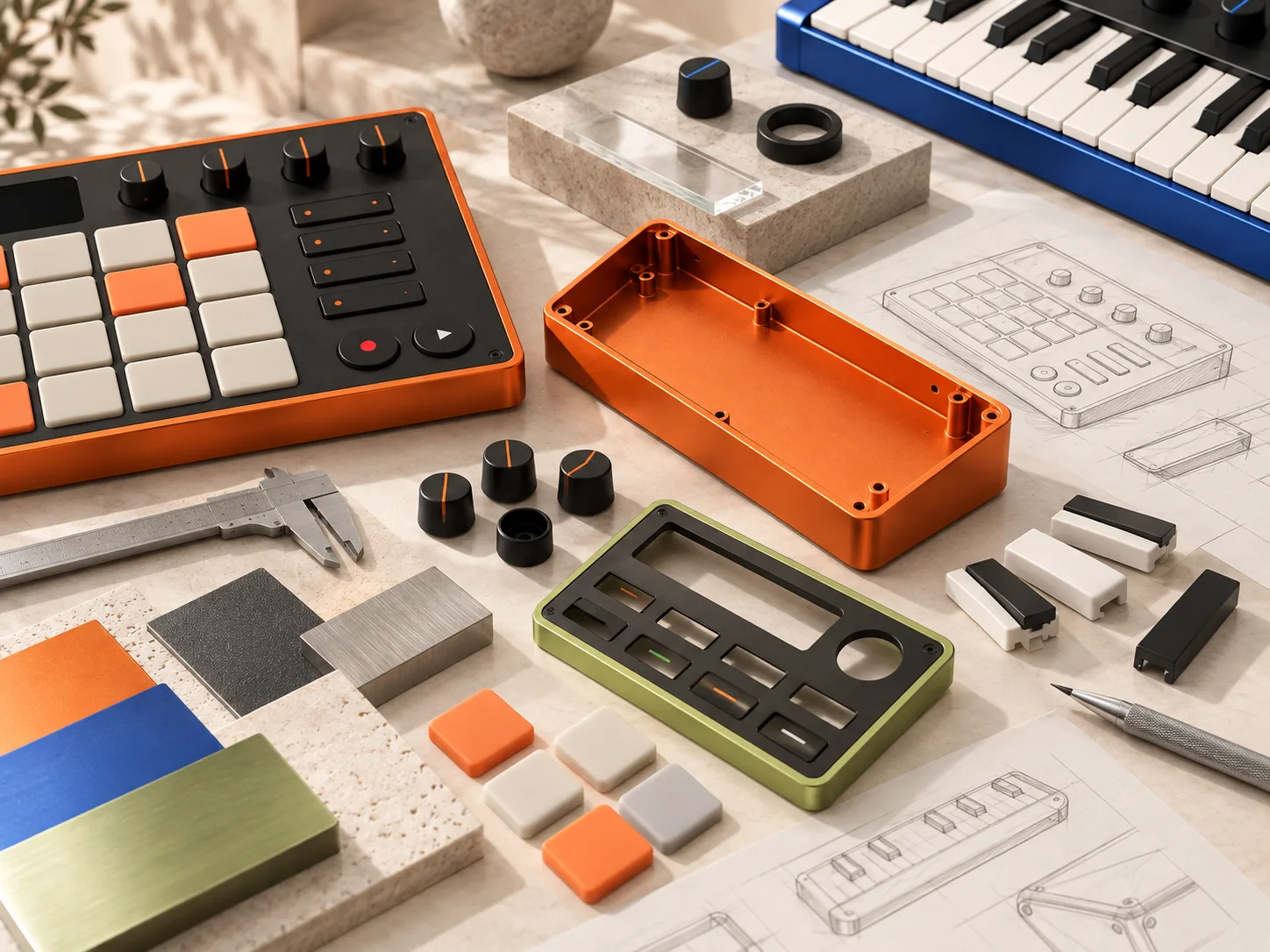 KINETONE prototype parts and industrial design materials