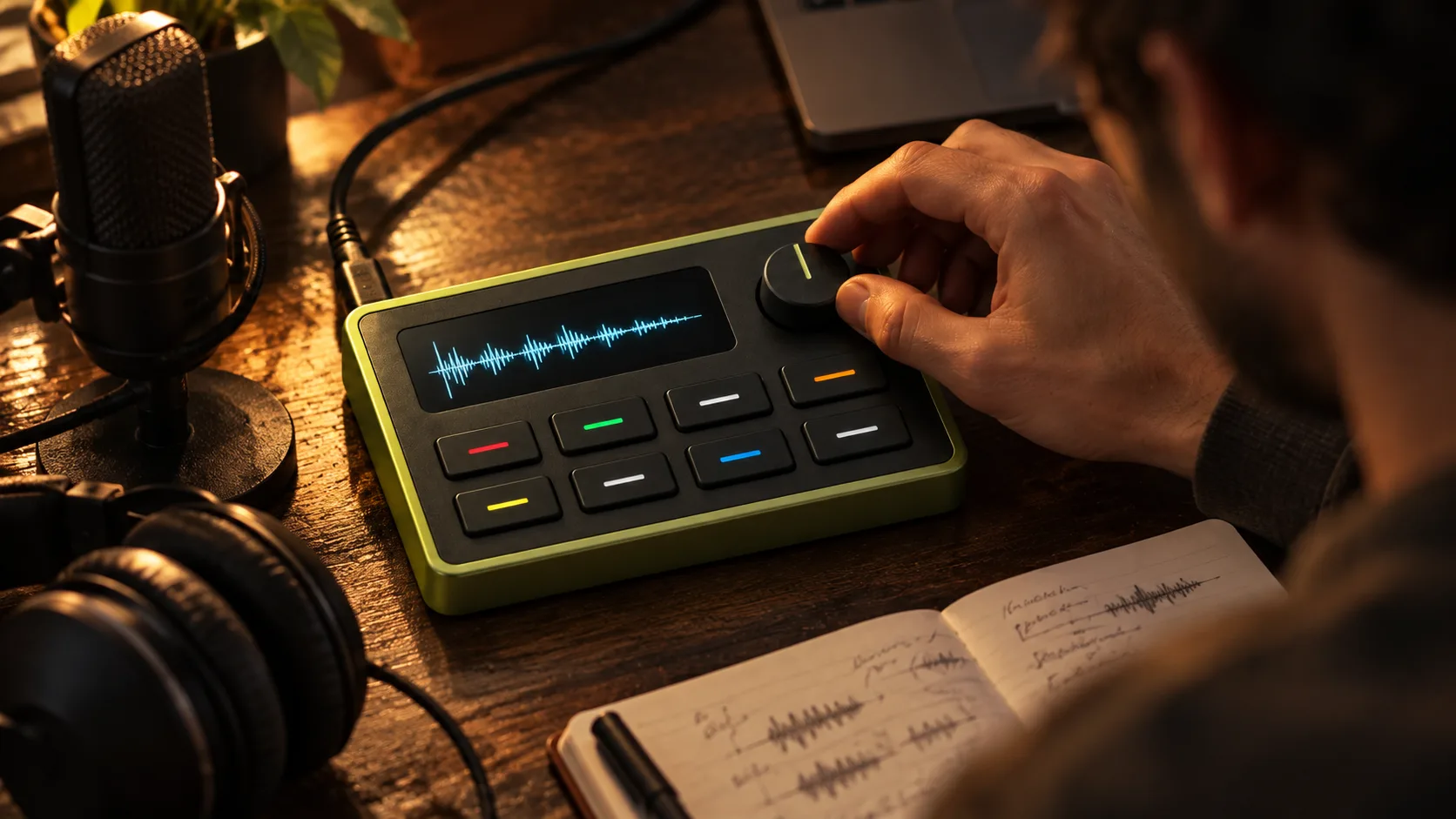 Hands manipulating the LOOP portable sampler