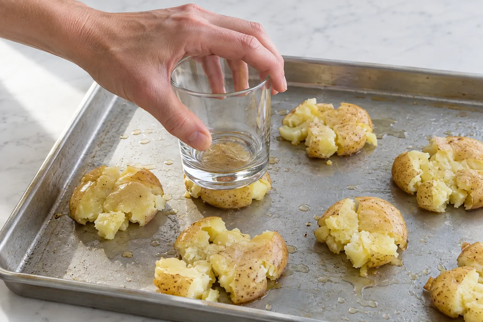 Preparation scene for Crispy Potato Salad