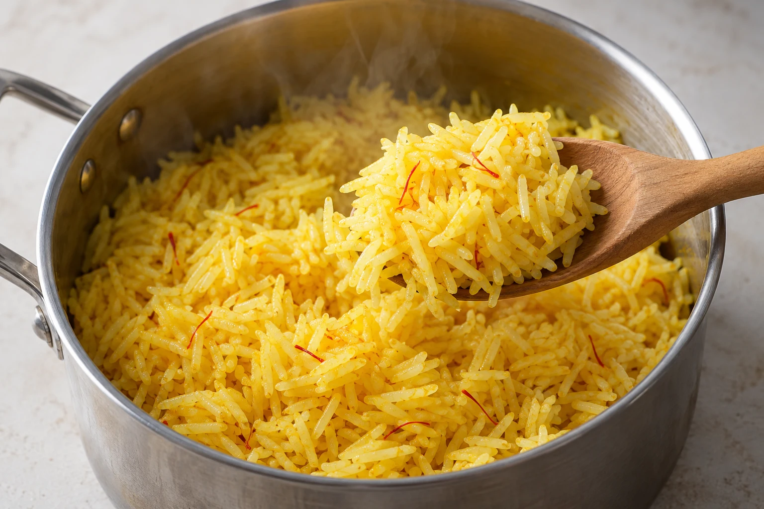 Preparation scene for Tomato & Saffron Rice