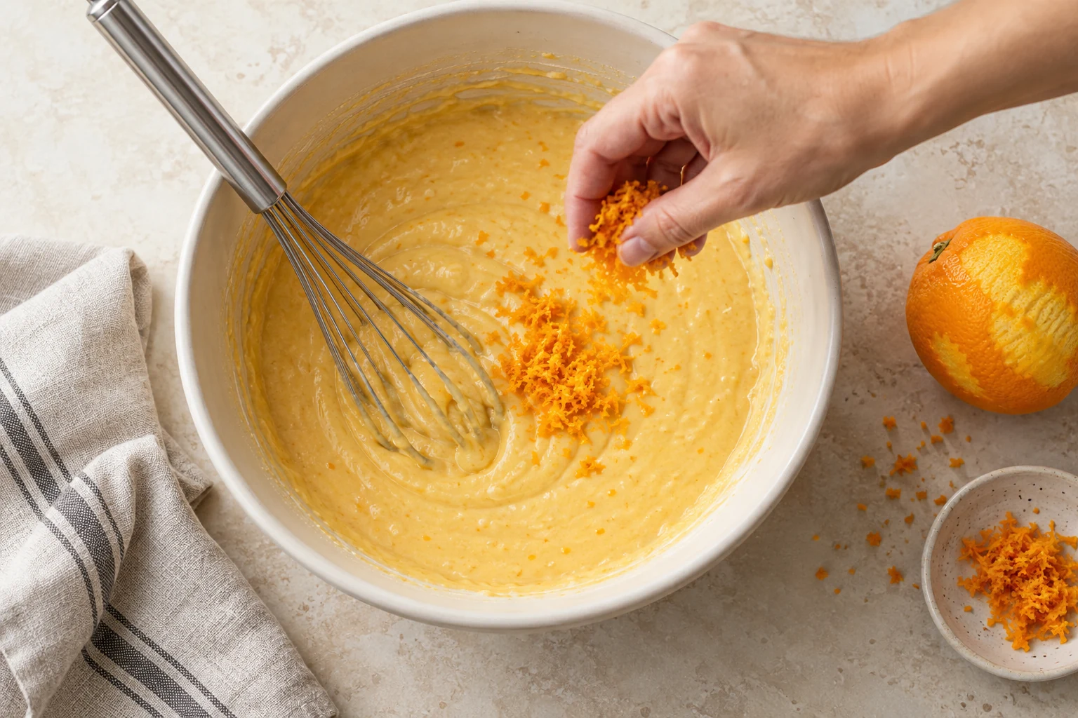 Preparation scene for Orange Olive Oil Cake