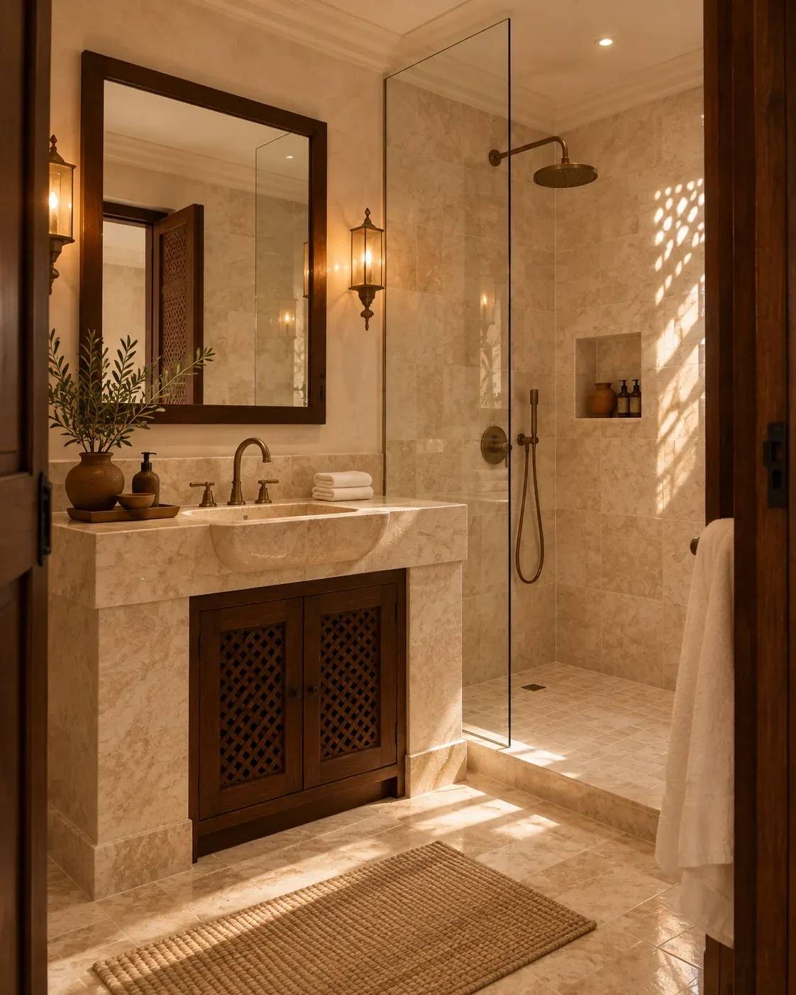 Light Room private stone shower room