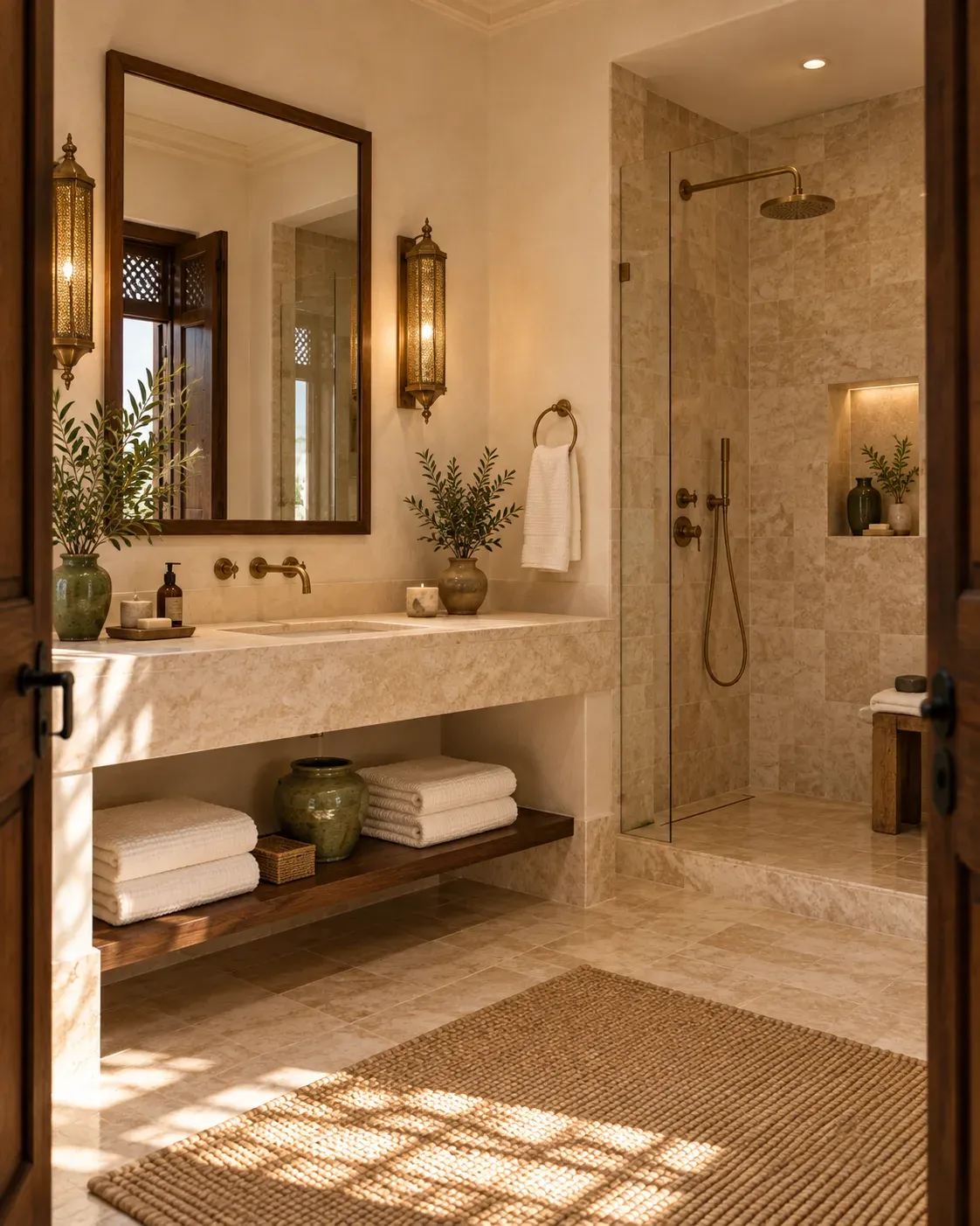 Terrace Suite private shower and stone vanity