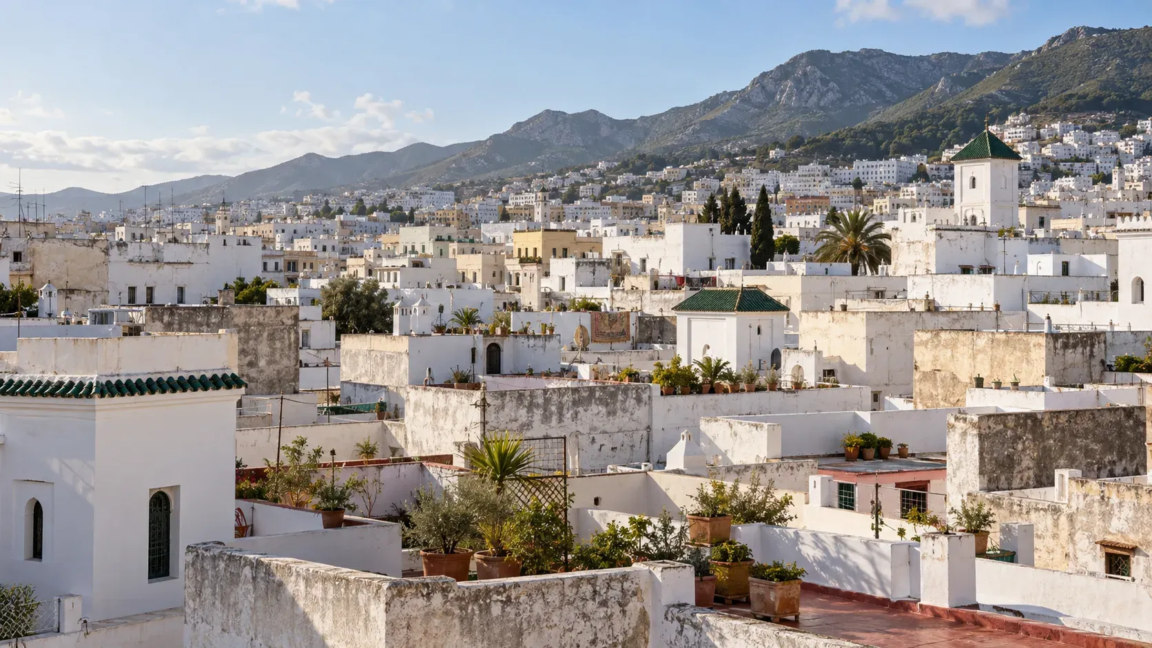Concept illustration of Tetouan’s white roofscape
